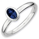 Silver stackable ring with sapphires
