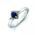 Silver stackable ring with sapphires and diamonds