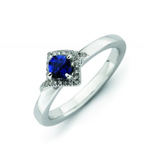 Silver stackable ring with sapphires and diamonds