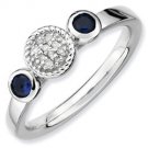 Silver stackable ring with sapphires and diamonds
