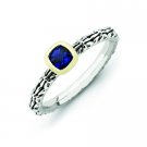 Silver stackable ring with sapphire