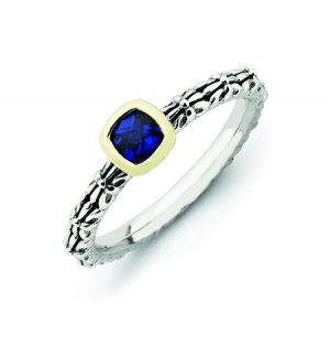 Silver stackable ring with sapphire