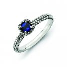 Silver stackable ring with sapphire