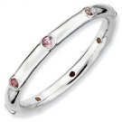 Silver stackable ring with pink tourmaline eternity band