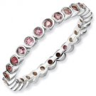 Silver stackable ring with pink tourmaline eternity band
