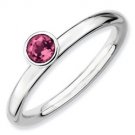 Silver stackable ring with pink tourmaline
