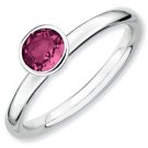 Silver stackable ring with pink tourmaline