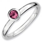 Silver stackable ring with pink tourmaline