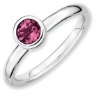 Silver stackable ring with pink tourmaline