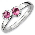 Silver stackable ring with pink tourmaline