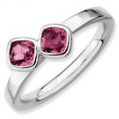Silver stackable ring with pink tourmaline