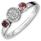 Silver stackable ring with pink tourmaline
