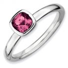 Silver stackable ring with pink tourmaline