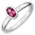 Silver stackable ring with pink tourmaline