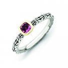 Silver stackable ring with pink tourmaline