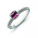 Silver stackable ring with pink tourmaline