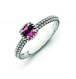 Silver stackable ring with pink tourmaline