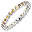 Silver stackable ring with citrine eternity band