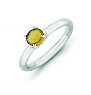Silver stackable ring with citrine