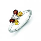 Silver stackable butterfly ring with semi-precious stones