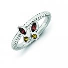 Silver stackable butterfly ring with semi-precious stones