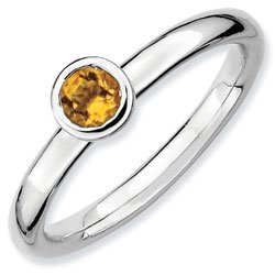 Silver stackable with citrine