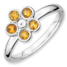 Silver stackable ring with citrine flower
