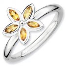 Silver stackable ring with citrine flower