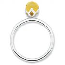 Silver stackable ring with briloette citrine