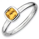 Silver stackable ring with square citrine