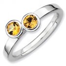 Silver stackable ring with round citrines