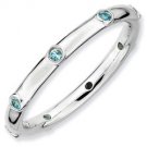 Silver stackable ring with blue topaz eternity band