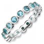 Silver stackable ring with blue topaz eternity band