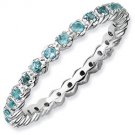 Silver stackable ring with blue topaz eternity band