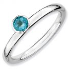 Silver stackable ring with blue topaz
