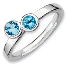 Silver stackable ring with blue topaz