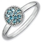 Silver stackable ring with blue topaz
