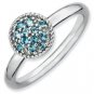 Silver stackable ring with blue topaz