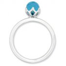 Silver stackable ring with blue topaz briolette
