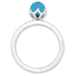 Silver stackable ring with blue topaz briolette