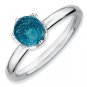 Silver stackable ring with blue topaz briolette