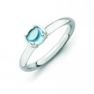 Silver stackable ring with blue topaz