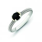 Silver stackable ring with black onyx
