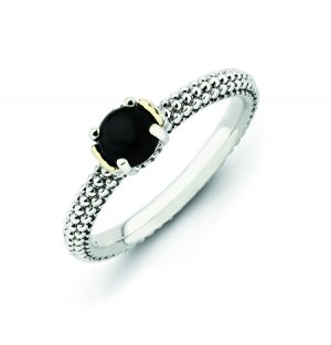 Silver stackable ring with black onyx