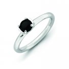 Silver stackable ring with black agate