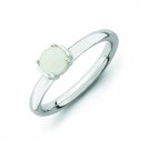Silver stackable ring with white agate