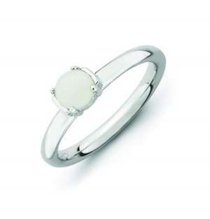 Silver stackable ring with white agate