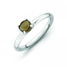 Silver stackable ring with smokey quartz