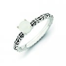 Silver stackable ring with white agate