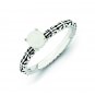 Silver stackable ring with white agate